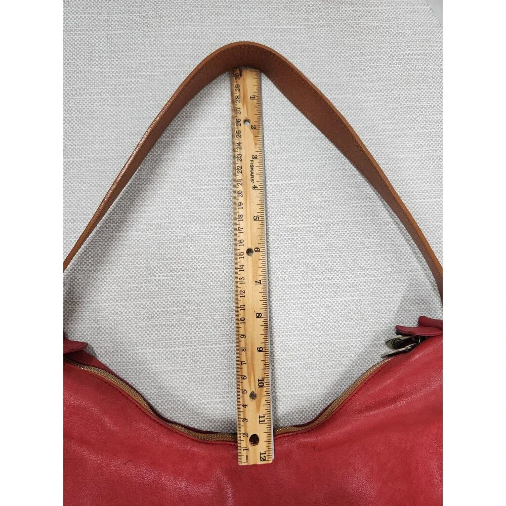 Valentina Red Brown Leather Hobo Shoulder Bag